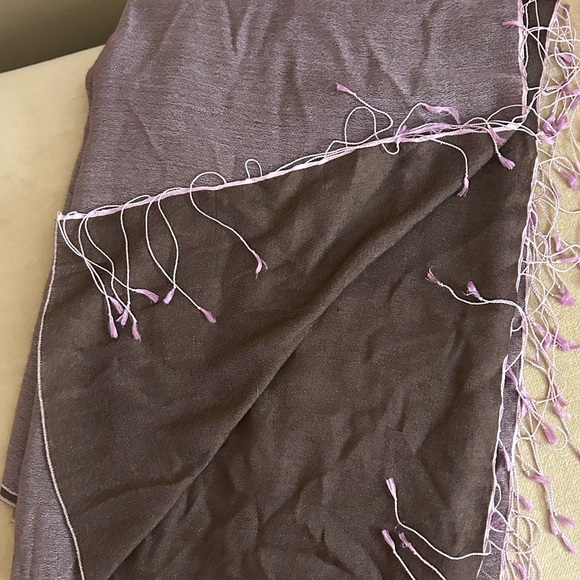 Purple Pashmina Scarf with Fringe - Picture 2 of 5